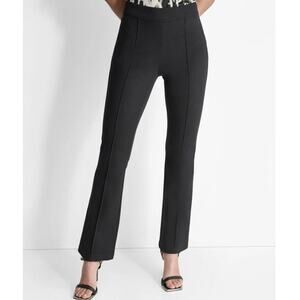 DKNY High Waisted Slim Leg Boot Cut Full Length Pants Size 12 Black Career Chic